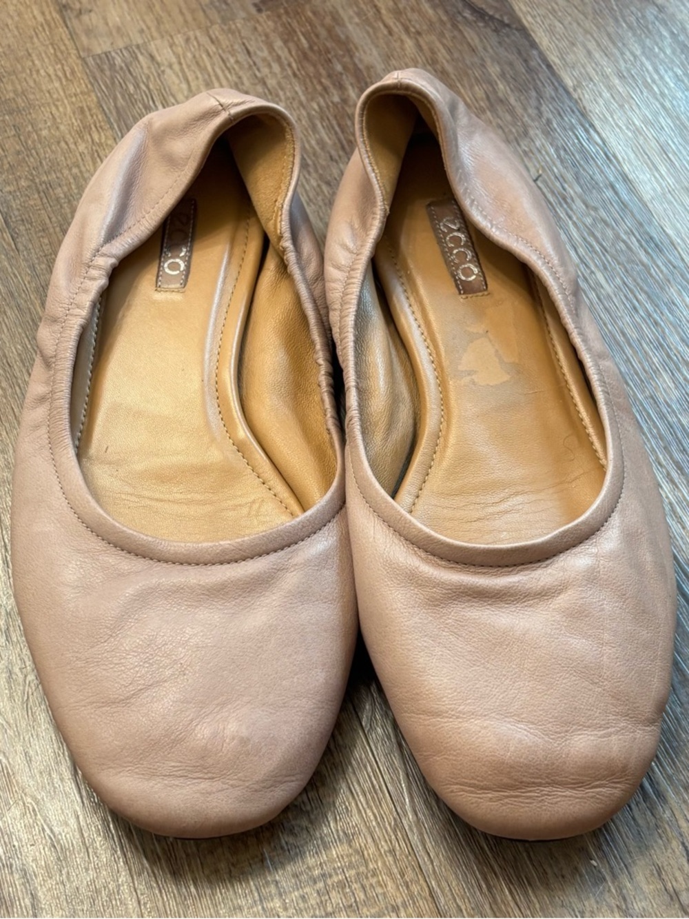 Ecco Leather Ballet Flats Pink size 41 US 10.5 Comfort Shoes Classic Minimalist